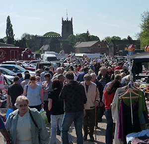 Image shows a busy day at Penkridge Market, Staffordshire